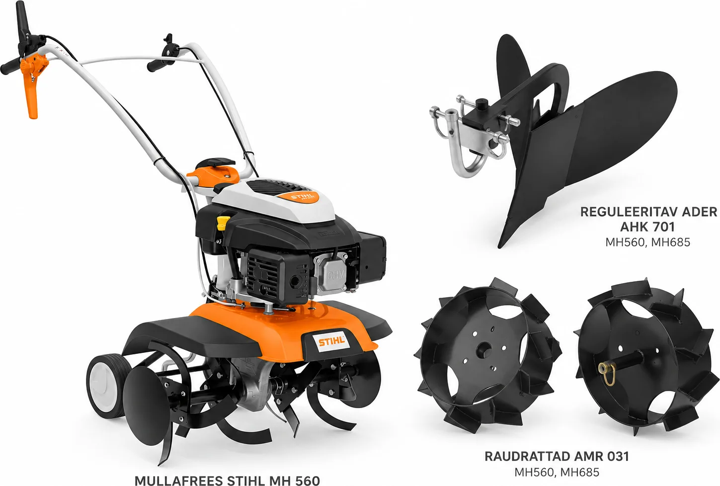 Mullafrees STIHL MH 560 + reguleeritav ader AHK 701 + raudrattad AMR 031